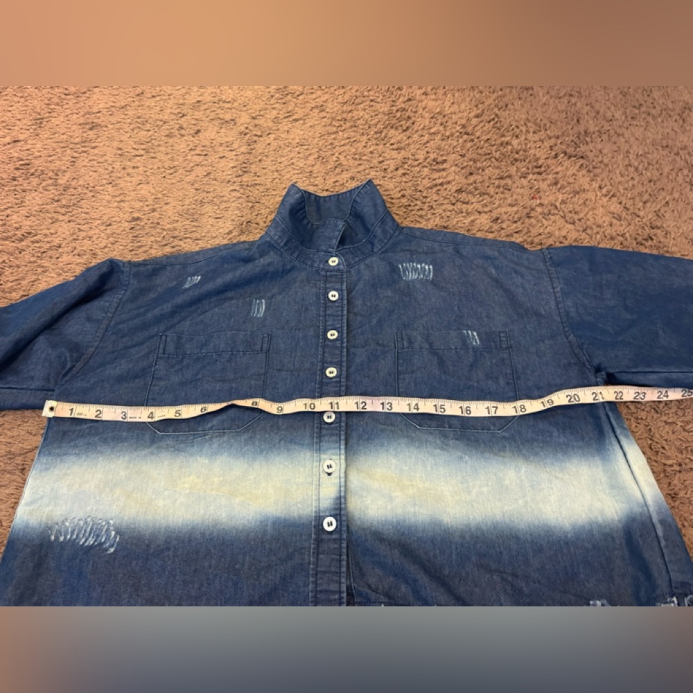 Women's Distressed Denim Jean Jacket - Picture 7 of 7